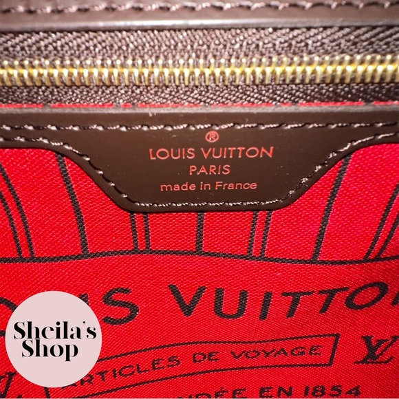 NWT Authentic Louis Vuitton 2022 Neverfull MM Damier Ebene Cherry with Pouch - Picture 11 of 16